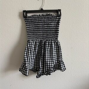 Black and White Gingham Romper